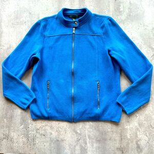 Lauren Ralph Lauren Knit Zip Jacket Blue Size Large